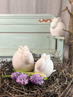 Keramik Hase Levi geduckt weiß S H14