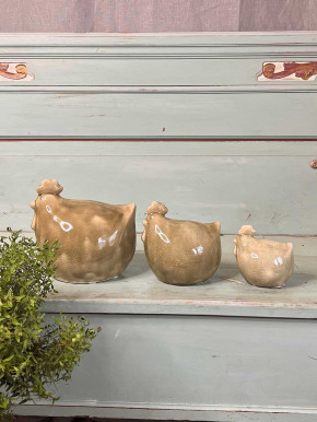 Keramikhuhn Levi grün krakelee L H20