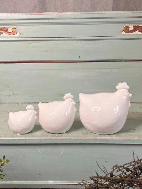 Keramikhuhn Levi weiß S H12