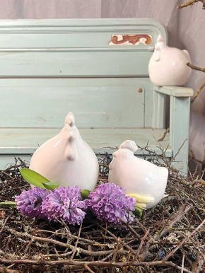 Keramikhuhn Levi weiß L H20