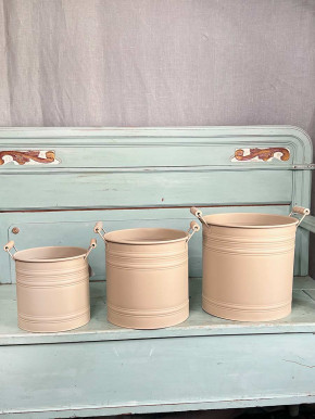 Metalleimer Zenon sand mit Holzgriffen L H22