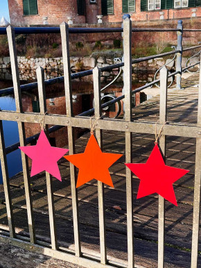 Metallstern pink lackiert Stern L zum Aufhängen D20