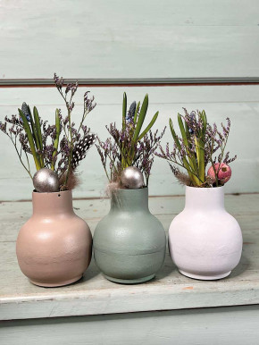 Metallvase Carol hellbraun bauchig H10 D8