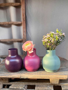 Metallvase Carol pink bauchig H10 D8