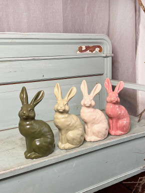 Keramik Hase Colin sitzend grün matt H27