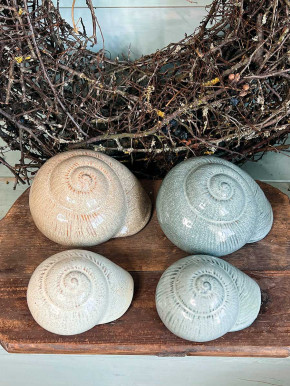 Keramik Muschel Merle grau L