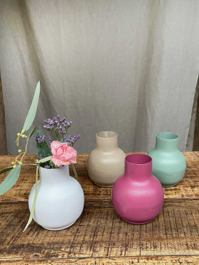 Metallvase Carol pink bauchig H10 D8