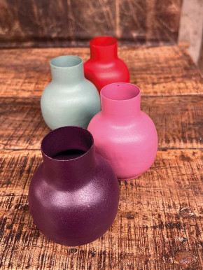 Metallvase Carol grün bauchig H10 D8