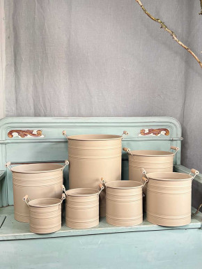 Metalleimer Zenon sand mit Holzgriffen S H15.5