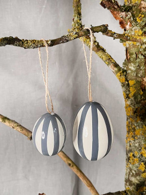 12er Pack Hühner-Eier Stripes grau schwarz H6