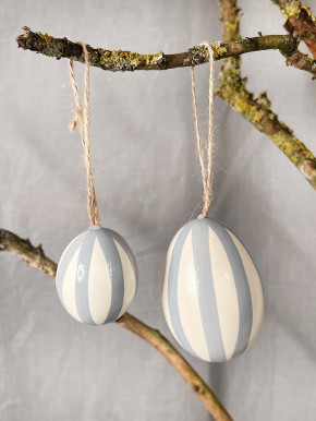 12er Pack Hühner-Eier Stripes grau schwarz H6