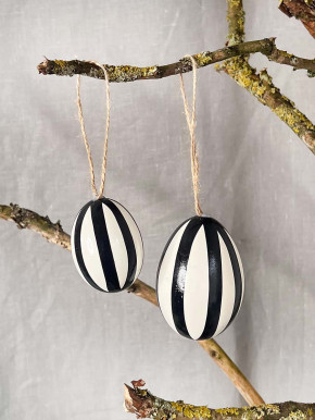 12er Pack Hühner-Eier Stripes grau schwarz H6