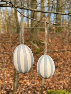 6er Pack Gänse-Eier grau gestreift Anhänger