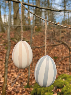 6er Pack Gänse-Eier grau gestreift Anhänger