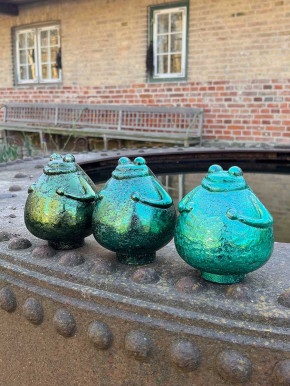 Glas Frosch bauernsilber dunkelgrün M