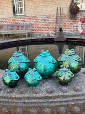 Glas Frosch bauernsilber dunkelgrün M