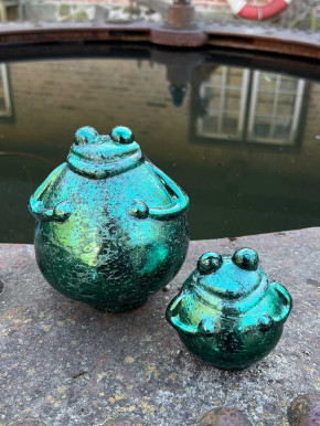 Glas Frosch bauernsilber dunkelgrün M