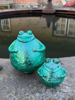 Glas Frosch bauernsilber türkis-grün M