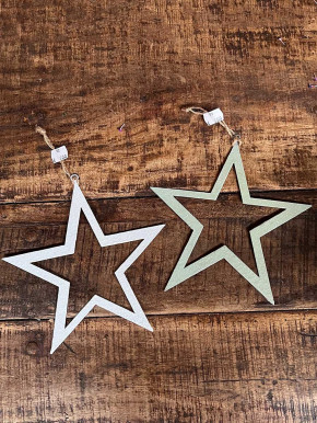 Glitzer Metallstern weiß Stern M zum Aufhängen Glitzer Metallstern weiß Stern M zum Aufhängen