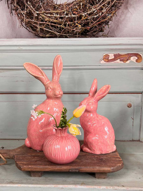 Keramik Hase Colin sitzend rosa lackiert H37