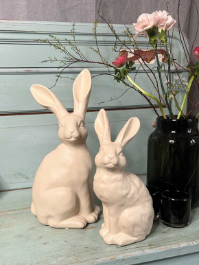 Keramik Hase Colin sitzend creme matt H27