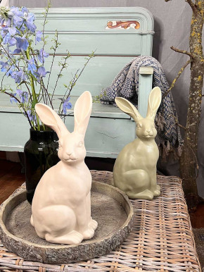 Keramik Hase Colin sitzend creme matt H37