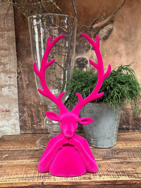 Hirschkopf Tasko Samt beflockt erika H60