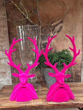 Hirschkopf Tasko Samt beflockt erika H60