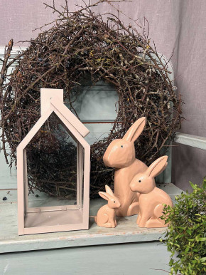 Bemalter Holzhase Rabbit Osterhase Hase Landhausstil geschnitzt braun M