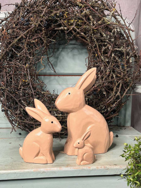 Bemalter Holzhase Rabbit Osterhase Hase Landhausstil geschnitzt braun S