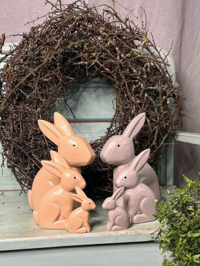 Bemalter Holzhase Rabbit Osterhase Hase Landhausstil geschnitzt taupe L