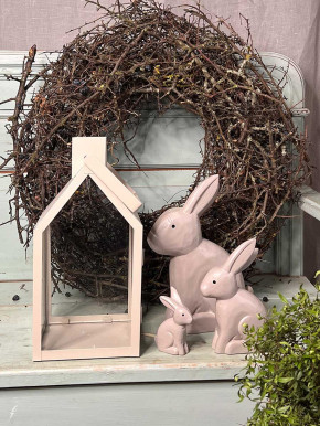 Bemalter Holzhase Rabbit Osterhase Hase Landhausstil geschnitzt taupe M
