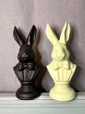 Keramik Hasenbüste Fedon schwarz L H34