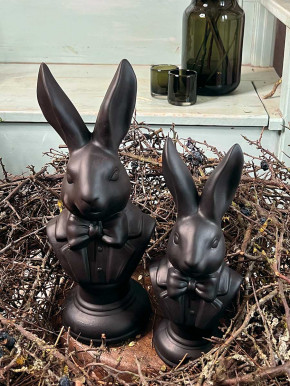 Keramik Hasenbüste Fedon schwarz L H34