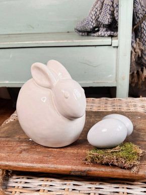 Keramik Hase Levi geduckt weiß M H18