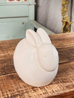Keramik Hase Levi geduckt weiß M H18