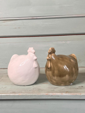 Keramikhuhn Levi weiß L H20