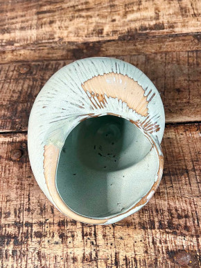 Keramik Muschel Merle creme salbei