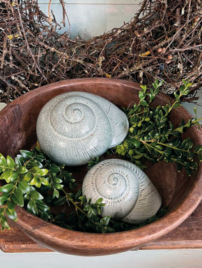 Keramik Muschel Merle grau L