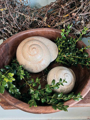 Keramik Muschel Merle creme salbei L