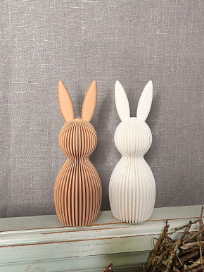 3D Druck Kunststoff Hase Osterhase Printo geriffelt weiß M H16.5