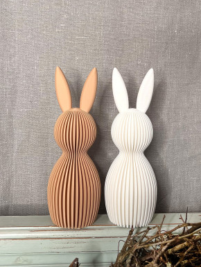 3D Druck Kunststoff Hase Osterhase Printo geriffelt weiß S H14