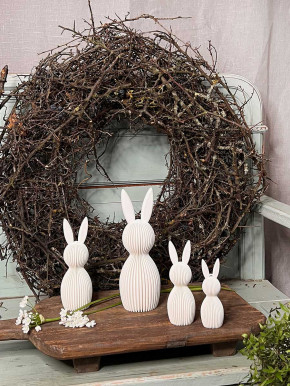 3D Druck Kunststoff Hase Osterhase Printo geriffelt weiß S H14