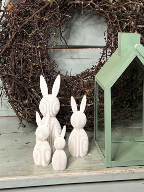 3D Druck Kunststoff Hase Osterhase Printo geriffelt weiß M H16.5