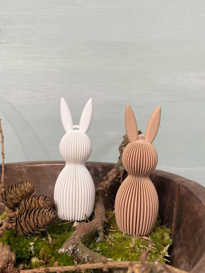 3D Druck Kunststoff Hase Osterhase Printo geriffelt weiß XS H11