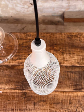 LED Hängelampe Grid Metallgeflecht schlank weiß H31 batteriebetrieben