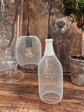 LED Hängelampe Grid Metallgeflecht schlank sand H31 batteriebetrieben