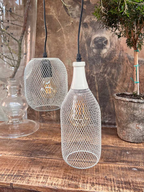 LED Hängelampe Grid Metallgeflecht schlank weiß H31 batteriebetrieben