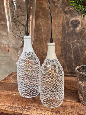 LED Hängelampe Grid Metallgeflecht schlank sand H31 batteriebetrieben