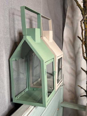 Landhaus Metall Laterne sand Tragebügel L H47